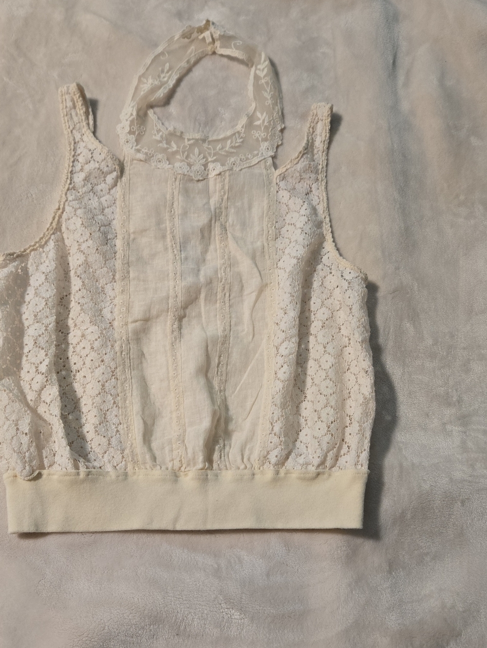 Free People Cream Lace Halter Crop Top